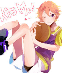 Rule 34 | 1boy, basketball, high speed!, male focus, one eye closed, shigino kisumi, shoes, shorts, sneakers, wink