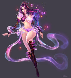Rule 34 | 1girl, boots, breasts, bug, butterfly, detached sleeves, hair ornament, bug, knee boots, large breasts, legs, long hair, midriff, navel, original, pink eyes, pink hair, solo, zhang wei yi