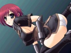 Rule 34 | abu, ass, blush, breasts, impossible clothes, impossible shirt, nel zelpher, panties, red hair, shirt, sideboob, square enix, star ocean, star ocean till the end of time, underwear