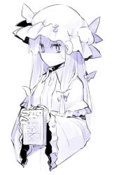 Rule 34 | book, buttons, capelet, collared capelet, double bun, dress, expressionless, frilled capelet, frilled hat, frilled sleeves, frills, hair bun, hair ribbon, hat, hat ribbon, holding, holding book, kazeharu, limited palette, long hair, long sleeves, patchouli knowledge, ribbon, simple background, touhou, very long hair, white background, wide sleeves
