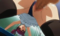 Rule 34 | all fours, animated, animated gif, apron, ass, blush, breasts, censored, cosplay, doggystyle, hanging breasts, maid headdress, moaning, natsumize sukumi, open mouth, penis, pink eyes, pink hair, pussy, red hair, school swimsuit, sex, sex from behind, swimsuit, thighhighs, thighs, tsundere inran shoujo sukumi, twintails, vaginal