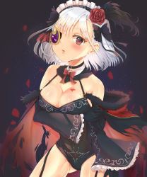 1girl absurdres alternate_costume breasts eyepatch gluteal_fold highres izumi_kanagi kanechitomoyo looking_at_viewer magia_record:_mahou_shoujo_madoka_magica_gaiden magical_girl mahou_shoujo_madoka_magica medium_breasts red_eyes solo vampire vampire_costume white_hair