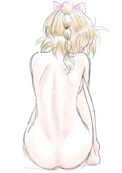Rule 34 | 1girl, ass, back, blonde hair, breasts, chrono cross, commentary request, high ponytail, kid (chrono cross), long hair, multi-tied hair, nude, ponytail, s-a-murai, solo