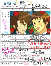 Rule 34 | 00s, 2boys, koizumi itsuki, kyon, marriage certificate, multiple boys, school uniform, suzumiya haruhi no yuuutsu, translation request
