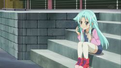 Rule 34 | 1girl, animated, animated gif, aqua hair, haiyore! nyaruko-san, long hair, lowres, shantak (nyaruko-san), sitting