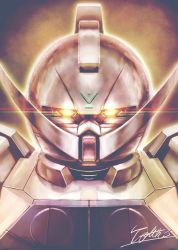 Rule 34 | glowing, glowing eyes, gundam, looking at viewer, mecha, mobile suit, no humans, portrait, robot, science fiction, signature, solo, totthii0081, turn a gundam, turn a gundam (mobile suit), yellow eyes