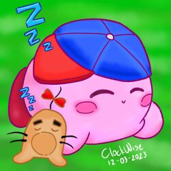 Rule 34 | closed eyes, closed mouth, doseisan, esp kirby, highres, kirby, kirby (series), mother (game), mother 2, nintendo, sleeping