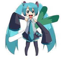 Rule 34 | 1girl, black footwear, black skirt, black sleeves, blue eyes, blue hair, blue necktie, blush, boots, commentary request, detached sleeves, full body, grey shirt, hair between eyes, hair ornament, harukana (pixiv), hatsune miku, long bangs, long hair, looking at viewer, necktie, open mouth, oversized food, oversized object, pleated skirt, round teeth, shirt, simple background, skirt, sleeveless, sleeveless shirt, sleeves past fingers, sleeves past wrists, smile, solo, spring onion, standing, teeth, thigh boots, tongue, tongue out, upper teeth only, very long hair, vocaloid, white background