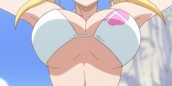 Rule 34 | 1girl, animated, animated gif, bikini, blonde hair, bouncing breasts, breasts, cleavage, earrings, fairy tail, heart, heart earrings, jewelry, large breasts, lowres, lucy heartfilia, solo, swimsuit, twintails, underboob