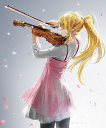 Rule 34 | 10s, 1girl, 2014, blonde hair, bow (music), chemise, closed eyes, instrument, jane mere, miyazono kawori, pantyhose, ponytail, shigatsu wa kimi no uso, solo, violin