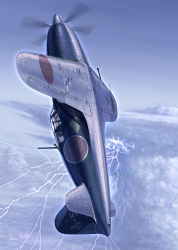 Rule 34 | aircraft, airplane, cloud, day, electricity, imperial japanese navy, j2m3 raiden, japan, lightning, military, mitsubishi j2m, name connection, no humans, original, pilot, real life, realistic, same (carcharodon), signature, sky, vehicle focus, world war ii
