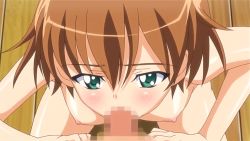Rule 34 | 00s, 10s, 1girl, animated, animated gif, blush, breasts, brown hair, censored, completely nude, father and daughter, fellatio, green eyes, incest, kneeling, looking at viewer, looping animation, makino natsume, mosaic censoring, nipples, nude, oni chichi, oni chichi 2, oral, penis, pov, short hair, small breasts, solo focus