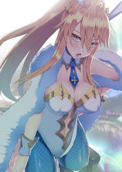 Rule 34 | 1girl, ahoge, animal ears, artoria pendragon (all), artoria pendragon (fate), artoria pendragon (lancer) (fate), artoria pendragon (swimsuit ruler) (fate), ashino moto, blonde hair, blue neckwear, blue pantyhose, braid, breasts, clothing cutout, detached collar, fake animal ears, fate/grand order, fate (series), feather boa, fishnet pantyhose, fishnets, french braid, green eyes, hair between eyes, highleg, highleg leotard, highres, large breasts, leotard, long hair, looking at viewer, navel, navel cutout, open mouth, painttool sai (medium), pantyhose, playboy bunny, ponytail, rabbit ears, sidelocks, tiara, white leotard, wrist cuffs