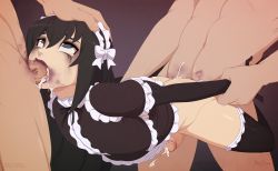 Rule 34 | 3boys, anal, ass, black gloves, black hair, black legwear, blue eyes, crossdressing, cum, cum in ass, cum in mouth, deepthroat, ejaculating while penetrated, ejaculation, erection, fellatio, frills, gloves, gothic lolita, hand on another&#039;s head, handsfree ejaculation, highres, lipstick, lipstick mark, lipstick mark on leg, lipstick mark on penis, lipstick ring, lolita fashion, long hair, looking up, maid, maid headdress, makeup, male focus, male penetrated, male spitroast, mascara, merunyaa, moyashimon, multiple boys, oral, penis, purple lips, rolling eyes, runny makeup, sex, sex from behind, spitroast, thighhighs, throat bulge, tongue, tongue out, trap, uncensored, yaoi, yuuki kei
