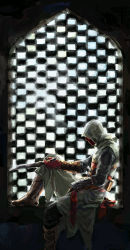 Rule 34 | 1boy, altair ibn la-ahad, assassin&#039;s creed, assassin&#039;s creed (series), hood, knife, male focus, solo, vambraces, wa (0kz), weapon