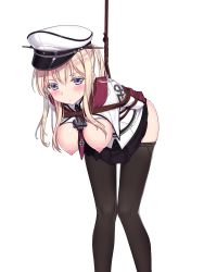 Rule 34 | 10s, 1girl, bad id, bad pixiv id, bdsm, blonde hair, blue eyes, bondage, bound, breasts, breasts out, clothes pull, cnm, gloves, graf zeppelin (kancolle), hat, highres, kantai collection, large breasts, long hair, nipples, pantyhose, pantyhose pull, peaked cap, school uniform, simple background, skirt, solo, twintails, uniform