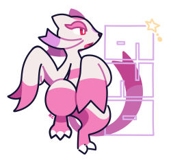 Rule 34 | alternate color, artsy-rc, creatures (company), game freak, gen 5 pokemon, highres, mienshao, nintendo, no humans, open mouth, pokedex number, pokemon, pokemon (creature), shiny pokemon, signature, solo, standing, standing on one leg, white background