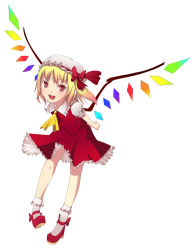 Rule 34 | 1girl, arms behind back, ascot, bad id, bent over, female focus, flandre scarlet, frilled socks, frills, full body, hat, mob cap, ppr, simple background, socks, solo, standing, touhou, white background, white socks, yellow ascot