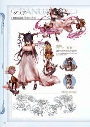 Rule 34 | 10s, 1girl, bandaged arm, bandages, black gloves, breasts, character name, chibi, cleavage, concept art, crescent, danua, doll, draph, dress, finger to mouth, fingerless gloves, floating hair, frown, full body, gloves, grabbing another&#039;s hair, granblue fantasy, gretel (granblue fantasy), hair between eyes, hansel (granblue fantasy), high heels, highres, horn ornament, horns, jewelry, large breasts, lineart, long hair, minaba hideo, necklace, non-web source, official art, pale skin, pointy ears, purple hair, red eyes, scan, simple background, sword, torn clothes, torn dress, triangle mouth, weapon, white dress