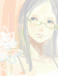 Rule 34 | 1girl, female focus, flower, glasses, goshiki suzu, original, plant, solo, tagme