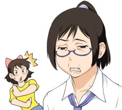 Rule 34 | 2girls, angry, annoyed, aoi minamo, bow, brown hair, disgust, glasses, holon, multiple girls, pink bow, real drive, short hair, surprised, ueyama michirou