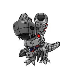 Rule 34 | android, armor, cable, cannon, chibi, claws, digimon, digimon adventure, full armor, helmet, mecha, monster, mugendramon, no humans, robot, simple background, weapon