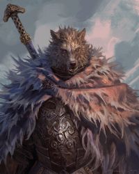 Rule 34 | 1boy, armor, blaidd the half-wolf, cloak, copyright request, elden ring, fur cloak, fur trim, furry, furry male, heterochromia, highres, looking at viewer, male focus, open mouth, shiny armor, signature, solo, sword, taran fiddler, tongue, upper body, weapon, wolf boy
