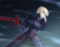 Rule 34 | 00s, 1girl, armor, artoria pendragon (fate), fate/stay night, fate (series), female knight, game cg, highres, knight, saber (fate), saber alter, solo, sword, takeuchi takashi, weapon