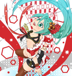 Rule 34 | 1girl, aqua eyes, aqua hair, boots, bracelet, cola miku, harayan, hatsune miku, headphones, highres, jewelry, long hair, looking at viewer, looking up, nail polish, necklace, open mouth, shorts, side ponytail, smile, solo, thighhighs, very long hair, vocaloid, wrist cuffs