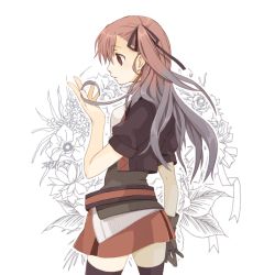 Rule 34 | 00s, 10s, 1girl, black thighhighs, chiisanahana, female focus, gloves, gradient hair, jacket, long hair, military, military uniform, miniskirt, multicolored hair, partially colored, plant, ponytail, red eyes, red hair, riela marcellis, senjou no valkyria, senjou no valkyria (series), senjou no valkyria 3, side ponytail, silver hair, skirt, solo, thighhighs, uniform, white background, zettai ryouiki