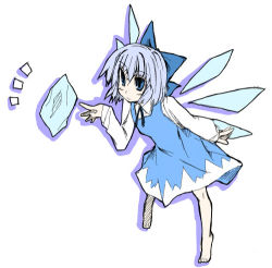 Rule 34 | 1girl, cirno, embodiment of scarlet devil, female focus, lowres, pangea, simple background, solo, touhou