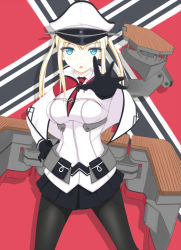 Rule 34 | 10s, 1girl, black gloves, black pantyhose, blonde hair, blue eyes, breasts, capelet, cross, eyebrows, flight deck, gloves, graf zeppelin (kancolle), hat, highres, iron cross, kantai collection, large breasts, long hair, looking at viewer, md5 mismatch, military, military hat, military uniform, miniskirt, necktie, pantyhose, peaked cap, pleated skirt, red necktie, resolution mismatch, robu (ms08bb), sidelocks, skirt, solo, source smaller, twintails, uniform