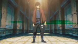 Rule 34 | 10s, 1boy, animated, animated gif, beard, black hair, dancing, dimension w, facial hair, jacket, japanese clothes, mabuchi kyoma, male focus, ponytail, red jacket, solo