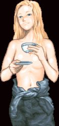 Rule 34 | 1girl, alice herring, blonde hair, blue eyes, breasts, looking at viewer, navel, small breasts, strikers 1945, topless