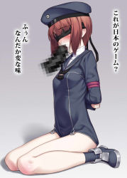 Rule 34 | 10s, 1girl, bdsm, blindfold, blush, bondage, bound, breasts, brown hair, censored, clothes writing, clueless, dress, erection, fellatio, forced, h kasei, hat, kantai collection, mosaic censoring, oral, penis, petite, sailor collar, sailor dress, sailor hat, short hair, small breasts, solo, sweat, text focus, translated, z3 max schultz (kancolle)