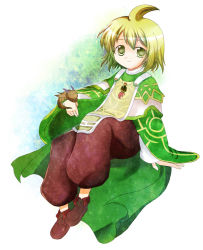 Rule 34 | 1boy, ahoge, dragon, green eyes, green hair, horns, jewelry, luminous arc, necklace, pants, shoes, smile, tail, theo (luminous arc), wings
