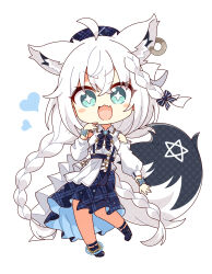 Rule 34 | + +, 1girl, 7:08, absurdres, ahoge, animal ear fluff, animal ears, ascot, beret, blue ascot, blue hat, blue journey (hololive), blue skirt, blush, braid, chibi, commentary request, earrings, fang, fox ears, fox girl, fox tail, green eyes, hair between eyes, hat, heart, highres, hololive, jewelry, long hair, long skirt, looking at viewer, open mouth, pentagram, shirakami fubuki, shirt, sidelocks, simple background, single braid, skin fang, skirt, solo, tail, twin braids, virtual youtuber, white background, white hair, white shirt