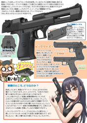Rule 34 | 2girls, airsoft review illustrated, animal ears, black shirt, breasts, brown eyes, chibi, desert eagle, diagram, didloaded, gun, handgun, imi desert eagle, information sheet, iron sights, israel military industries, japanese text, magnum research, multiple girls, original, pistol, polygonal rifling, purple hair, s&amp;w m&amp;p, s&amp;w m&amp;p9, shirt, sidearm, smith &amp; wesson, text focus, toy gun, translation request, weapon, weapon focus, weapon profile