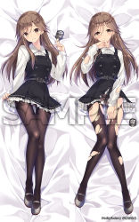 Rule 34 | 10s, 1girl, arashio (kancolle), artist name, bed sheet, belt, belt buckle, black belt, black dress, blush, bow, bow panties, breasts, brown eyes, brown hair, buckle, buttons, clothes pull, collared shirt, dakimakura (medium), dated, dress, dress pull, dress shirt, embarrassed, frilled dress, frills, frown, gluteal fold, grin, hair between eyes, hand on own thigh, hand on thigh, hand to own mouth, kantai collection, kobayashi chisato, long hair, long sleeves, looking at viewer, multiple views, on bed, panties, panties under pantyhose, pantyhose, pinafore dress, remodel (kantai collection), school uniform, searchlight, shirt, sleeveless, sleeveless dress, small breasts, smile, thighband pantyhose, torn clothes, torn legwear, underwear, upper body, watermark, white panties, white shirt