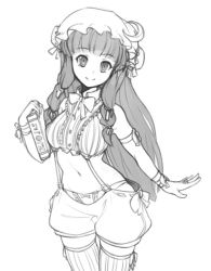 Rule 34 | 1girl, adapted costume, alternate costume, armlet, artist name, book, bracelet, braid, breasts, casual, crescent, crop top, drawfag, dress, female focus, greyscale, hat, holding, holding book, jewelry, lineart, long hair, monochrome, navel, orz (orz57), panties, patchouli knowledge, ribbon, ring, short dress, shorts, simple background, smile, solo, striped clothes, striped thighhighs, suspenders, thighhighs, touhou, twin braids, underwear, vertical-striped clothes, vertical-striped thighhighs, white background, zettai ryouiki
