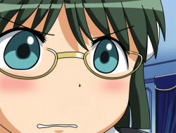 Rule 34 | android, blue eyes, francisca (kaibutsu oujo), glasses, green hair, gununu (meme), kaibutsu oujo, maid, meme, parody