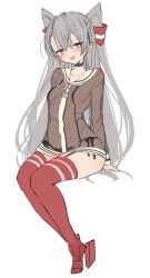 Rule 34 | 1girl, amatsukaze (kancolle), black choker, black panties, blush, breasts, chigasaki yukari, choker, commentary request, dress, fang, full body, garter straps, grey hair, hair tubes, highres, invisible chair, kantai collection, long hair, long sleeves, looking at viewer, open mouth, orange eyes, panties, red footwear, red thighhighs, sailor collar, sailor dress, see-through, see-through dress, short dress, side-tie panties, simple background, sitting, sketch, skin fang, small breasts, solo, thighhighs, two side up, underwear, very long hair, white background, white sailor collar