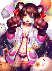 Rule 34 | &gt; &lt;, 1girl, :&lt;, :3, :d, = =, animal ears, animal hands, asymmetrical legwear, balloon, black bra, black panties, black thighhighs, blue eyes, blush, bow, bow panties, bra, breasts, brown hair, cat, cat ears, choker, cleavage, closed eyes, collarbone, cowboy shot, dutch angle, fang, food, gloves, gluteal fold, hair between eyes, hair ribbon, hands up, heterochromia, hood, hoodie, jurrig, lace, lace-trimmed bra, lace-trimmed panties, lace trim, long hair, looking at viewer, medium breasts, mismatched legwear, navel, nyan cat, open clothes, open hoodie, open mouth, original, panties, paw gloves, paw pose, photobomb, pop tart, rainbow, red ribbon, ribbon, simple background, smile, solo, star (symbol), striped bra, striped clothes, striped panties, striped ribbon, sweets, thick eyebrows, thigh gap, thighhighs, triangle mouth, underwear, unzipped, vertical-striped bra, vertical-striped clothes, vertical-striped panties, very long hair, watermark, wavy hair, web address, white background, yellow bow, yellow eyes, | |