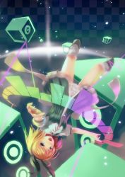 Rule 34 | 1girl, :d, black eyes, blonde hair, hairband, highres, kagamine rin, lino-lin, looking at viewer, open mouth, short hair, smile, solo, upside-down, vocaloid