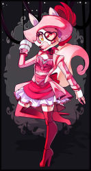 Rule 34 | 1girl, android, boots, dress, eyepatch, five nights at freddy&#039;s, fox, hat, high heel boots, high heels, highres, jacket, lipstick, makeup, mangle, red heels, rotodisk, tail, thigh boots, thighhighs