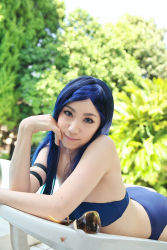 Rule 34 | armband, bikini, blue hair, cosplay, highres, kuga natsuki, miyuki, my-hime, photo (medium), pool, swimsuit