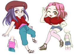 Rule 34 | 2girls, digimon, glasses, inoue miyako, long hair, multiple girls, orange eyes, pink hair, tachikawa mimi