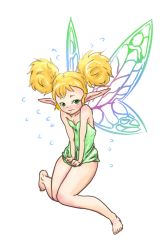 Rule 34 | 1girl, barefoot, blonde hair, blush, breasts, butaneko, dragon&#039;s crown, dress, dress tug, fairy, female focus, full body, green eyes, knees together feet apart, pointy ears, simple background, small breasts, solo, tiki (dragon&#039;s crown), vanillaware, white background, wings, worried