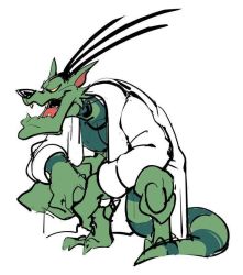 Rule 34 | colored skin, dr. viper, full body, green skin, simple background, swat cats, tagme, tail, watatanza, white background