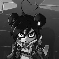 Rule 34 | 1girl, artist request, female focus, kenny (ken ashcorp), looking at viewer, looking up, lowres, monochrome, panda, parody, shingeki no kyojin, solo, tagme, upper body